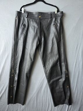 Xelement Genuine Leather Motorcycle Overpants Men’s 38 Full Side Zip